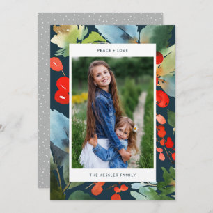 Cartão De Festividades Água Floral Na moda de Natal Azul