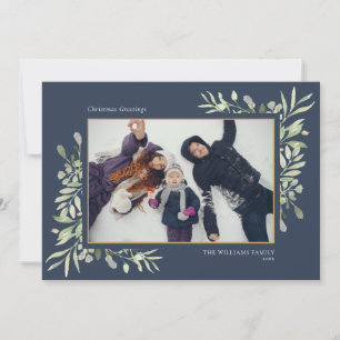 Cartão De Festividades Água-forte de Natal Folhagem Simples Moderno Foto