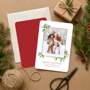 Cartão De Festividades Água-forte Família de Fotos de Natal com Frutas de
