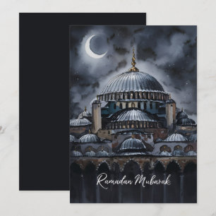 Cartão De Festividades Água negra Ramadão Mubarak Mesquita lua céu