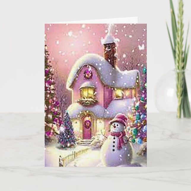 Cartão De Festividades Aguardando Papais noeis dobrados (Frente)