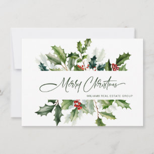Cartão De Festividades Aguarela de Natal Visco Greeting Corporativo
