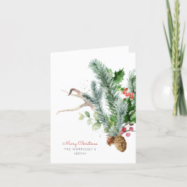 Cartão De Festividades Aguarela de Vegetação de Inverno Saudação