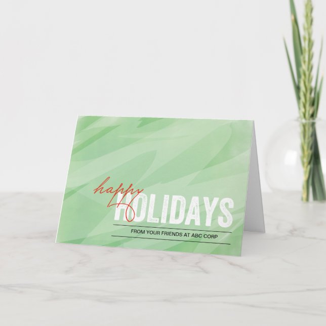 Cartão De Festividades Aguarelas verdes dobradas (Frente)