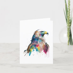 Cartão De Festividades Águia Americana Um Pássaro Em Aquarela E Caneta