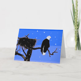 Cartão De Festividades Águia Balda no inverno - Arte Original da Vida Sel