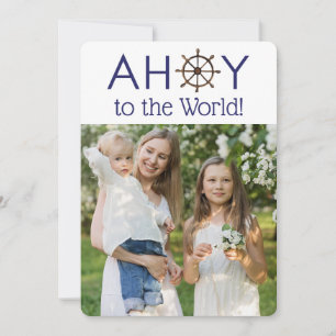 Cartão De Festividades Ahoy Joy para a Foto Náutica do Natal do Mundo