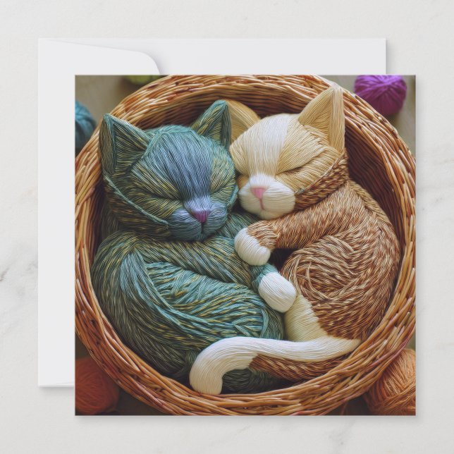 Cartão De Festividades AI Yarn Cat (Frente)