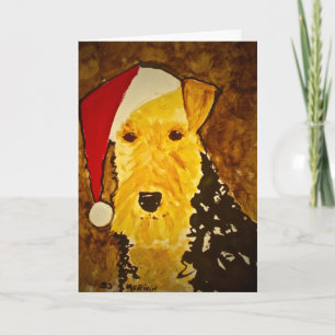 Cartão De Festividades Airedale Christmas Card: "Santa Paws"