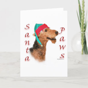 Cartão De Festividades Airedale Terrier Santa Paws
