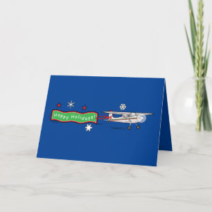 Cartão De Festividades Airplane Happy Holidays
