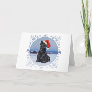 Cartão De Festividades Ajudante do Papai Noel Scottish Terrier