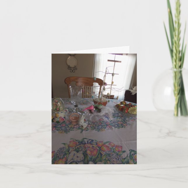 Cartão De Festividades Ajuste da mesa da páscoa, bênçãos (Frente)