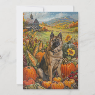 Cartão De Festividades Akita Autumn Harvest Cão de Ação de Graças
