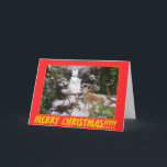 Cartão De Festividades akita na neve com Natal do cão da neve do boneco<br><div class="desc">Esta imagem bonito de akita mostra um akita na neve grossa de dezembro que olha um boneco de neve akita que se esteja sentando na mesa do jardim, a vida onde real akita bonito está olhando a neve akita e querendo jogar, eu não penso que realiza que o akita está...</div>