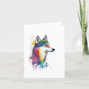 Cartão De Festividades Alaskan Klee Kai Dog Watercolor e Caneta