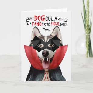 Cartão De Festividades Alaskan Malamute Dog Funny Count DOGula Halloween