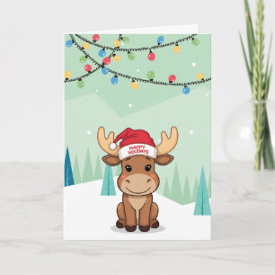 Cartão De Festividades Alce Caprichoso de Inverno