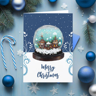Cartão De Festividades Aldeia de Inverno de Bola de Neve de Vidro Natal A
