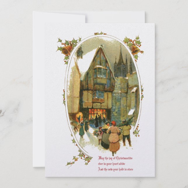 Cartão De Festividades Aldeia de natais vintages (Frente)