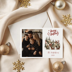 Cartão De Festividades Aldeia de Natal Aconchegante de Foto