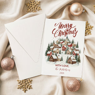 Cartão De Festividades Aldeia de Natal Aconchegante de Inverno