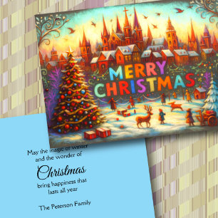 Cartão De Festividades Aldeia de Natal do Livro Artístico