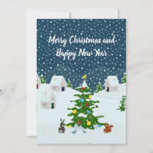 Aldeia de neve de Natal com árvore de natal