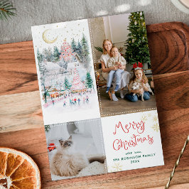 Cartão De Festividades Aldeia Whimsical Winter Village Feliz Natal 2 Foto