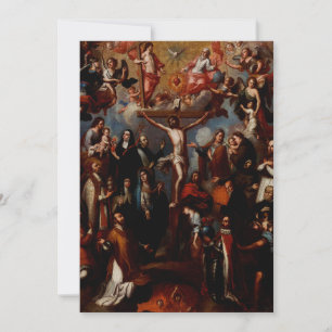Cartão De Festividades Alegoria da Crucificação com Santos Jesuítas 