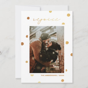 Cartão De Festividades Alegra-te. Natal religioso das bolinhas Douradas