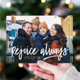 Cartão De Festividades Alegrai-vos sempre religioso uma foto Natal
