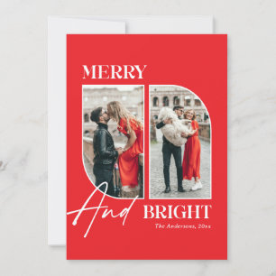 Cartão De Festividades Alegre e Brilhante Foto de Natal Vermelha Modern