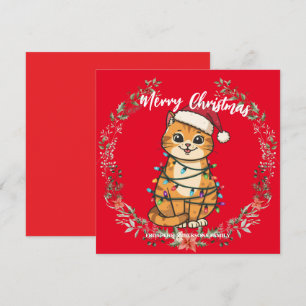 Cartão De Festividades Alegre e Brilhante gato Natal gatinho neve inverno