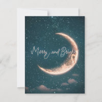 Alegre e Radiante Lua Crescente Estrelas Cintilant