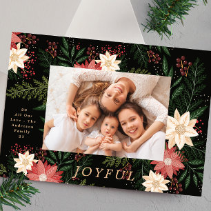 Cartão De Festividades Alegre   Esplendor Elegante de Poinsettia de Natal
