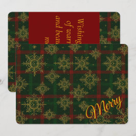 Cartão De Festividades Alegre Floco de Neve Steampunk Xadrez Vermelho e V