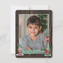 Cartão De Festividades Alegre Natal gnomos xadrez (adicione sua foto) Hol