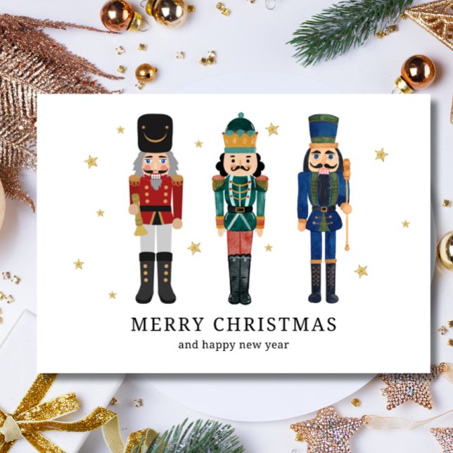 Cartão De Festividades Alegre Natal Minimalista Quebra-Nozes Natal  (#christmas #christmascrad #merrychristmas #nutcrackercard
#happyholidays #nutcracker #holidaycard)