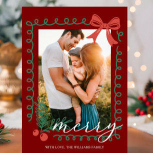 Cartão De Festividades Alegre Vermelho e Verde Natal