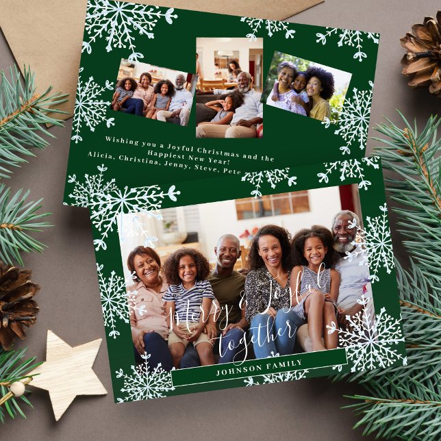 Cartão De Festividades Alegres e Felizes juntos 4 fotos Natal rústico (Criador carregado)