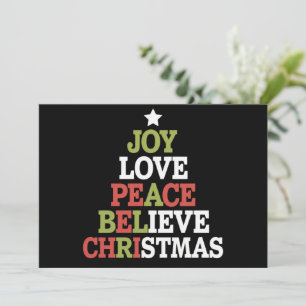 Cartão De Festividades Alegria Amor Paz Acredite Árvore de Natal Família 