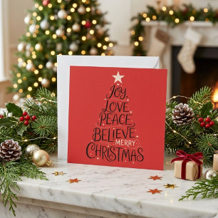 Cartão De Festividades Alegria Amor Paz Acredite Feliz Natal Árvore