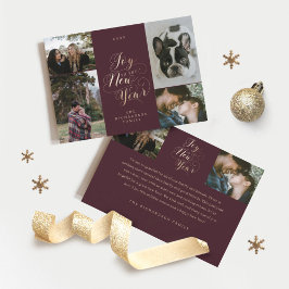 Cartão De Festividades Alegria ao Ano Novo | Quatro Script Elegante De Fo