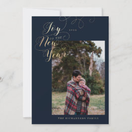 Cartão De Festividades Alegria ao Ano Novo | Roteiro Elegante de Fotograf