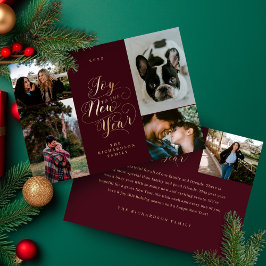 Cartão De Festividades Alegria ao Ano Novo | Seis Fotografias Elegante