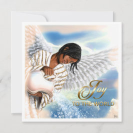 Cartão De Festividades Alegria ao Mundo. Afro-Americano Angel Christmas