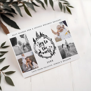 Cartão De Festividades Alegria ao Mundo Árvore Black Pine Múltipla Foto