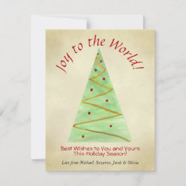 Cartão De Festividades Alegria ao Mundo! Árvore de Natal Simples de Aquar