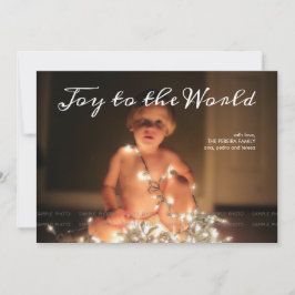 Cartão De Festividades Alegria ao Mundo Foto Natal Natal Aqua Azul